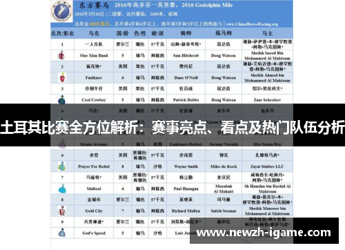 土耳其比赛全方位解析：赛事亮点、看点及热门队伍分析